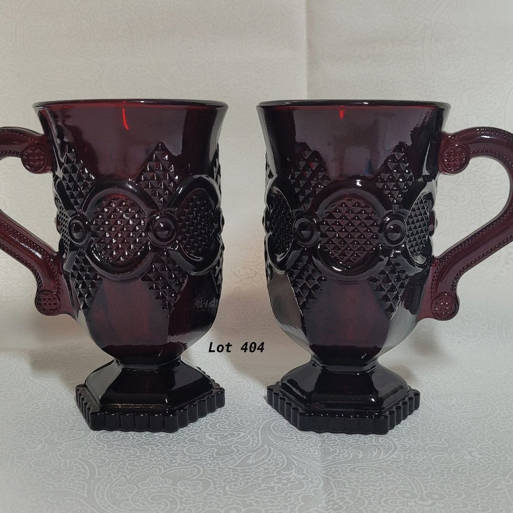 2 Avon Cape Cod Pedestal Goblets 1876 Ruby Red Excellent Condition